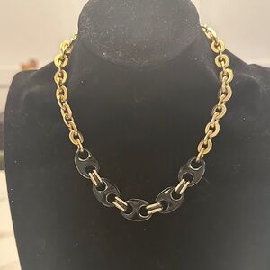 TOVA - Reversible Vintage Style Black & Beige/Taupe Enamel Coated Link Necklace